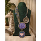 Beautiful Designer Painting & Natural Stone Pendant Stylish Mala Long Necklace