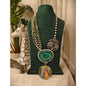 Beautiful Designer Painting & Natural Stone Pendant Stylish Mala Long Necklace