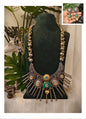 Beautiful Designer Fusion Chaand Spikes Pendant Long Ball Chain With Golden Ghungroo Necklace & Earring