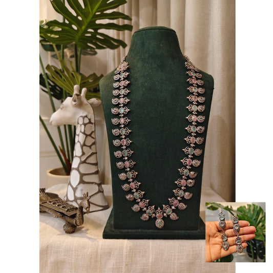 Beautiful Designer Stone Embedded Necklace With Earrings