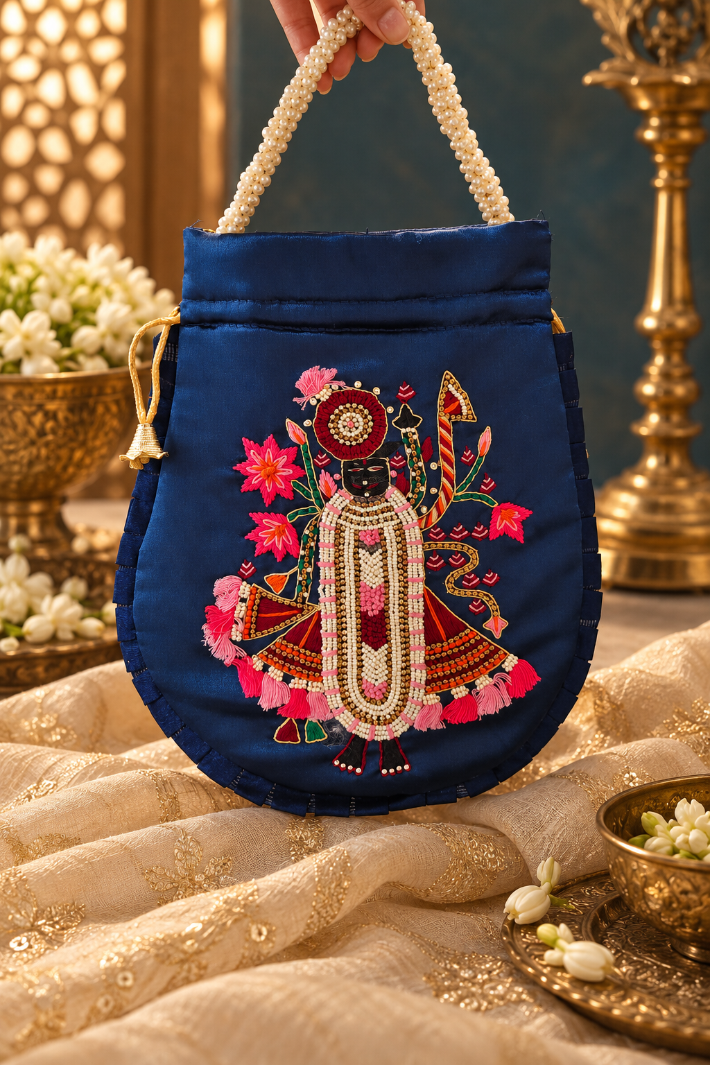 Beautiful Designer Shrinath Ji Potli Bag