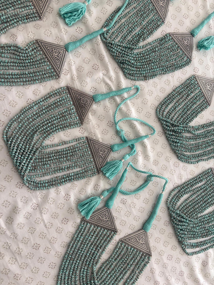 Beautiful Designer Firoza Beads Layered Neckpiece