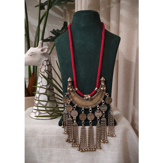 Beautiful Tribal Chaand Vintage Necklace With Handmade Dori