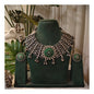 Beautiful Designer Kempstone Detailing Jaal Patta Neckpiece With Earrings
