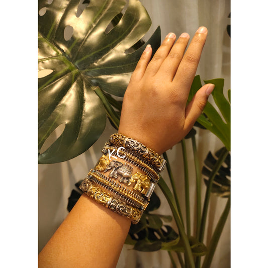 Beautiful Designer Dual Tone Adjustable Kada Set Of 5