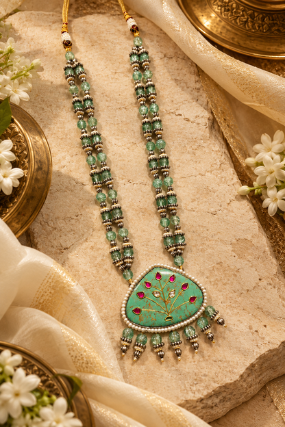 Beautiful Designer Turquoise Pendant Beaded Necklace (no earrings)