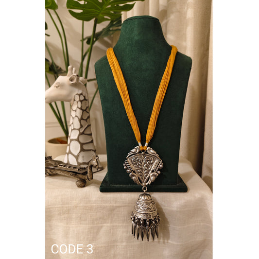 Beautiful Designer Brass Pendant Long Handmade Dori Necklace