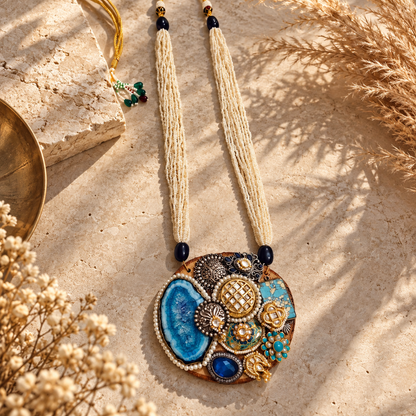 Beautiful Designer Wooden Fusion Pendant Necklace