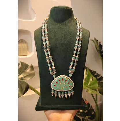 Beautiful Designer Turquoise Pendant Beaded Necklace (no earrings)