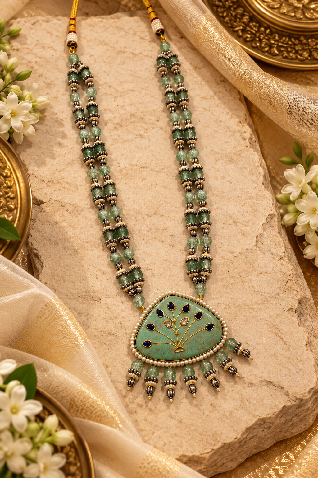 Beautiful Designer Turquoise Pendant Beaded Necklace