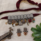 Beautiful Designer Charms Mix Statement Choker With Earrings
