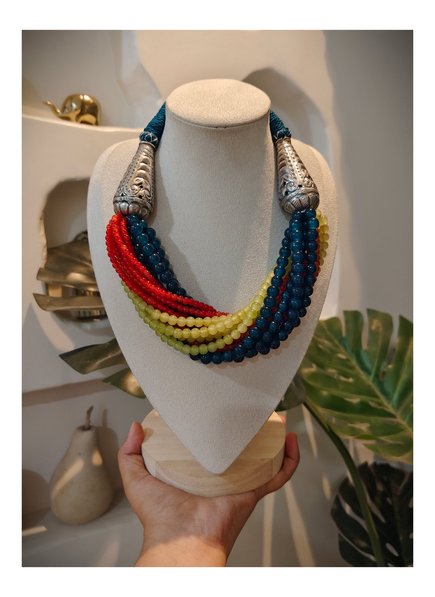 Beautiful Designer Twisted Beads Mix Statement Necklace