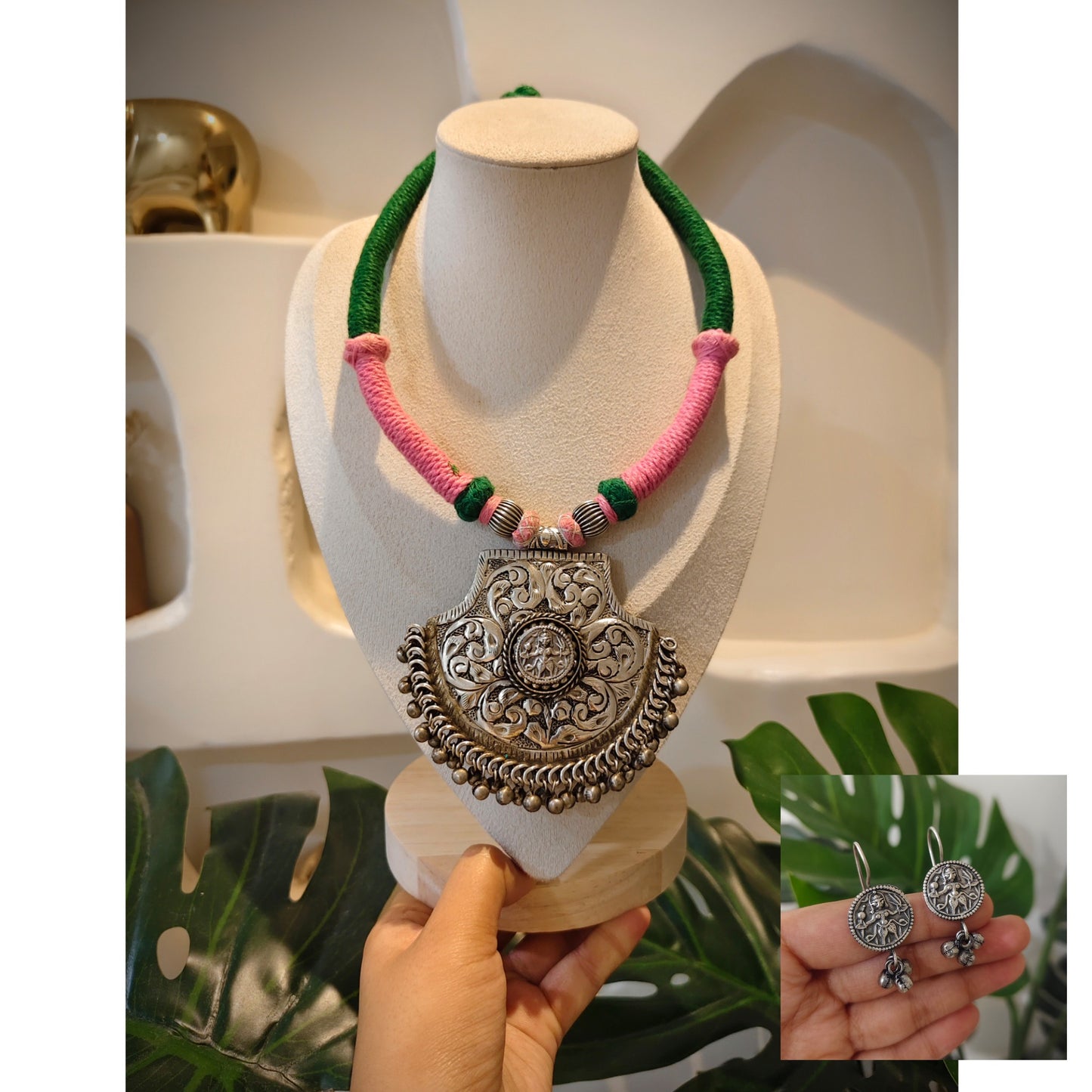 Beautiful Designer Chitai Work Pendant Dori Necklace