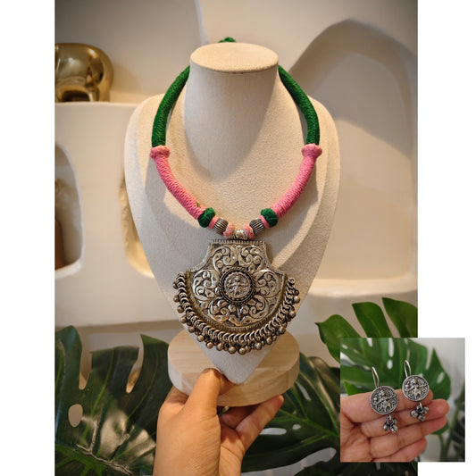 Beautiful Designer Chitai Work Pendant Dori Necklace