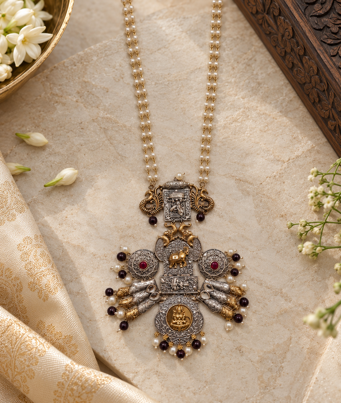 Beautiful Designer Dual Tone Fusion Pendant Necklace (no earrings)