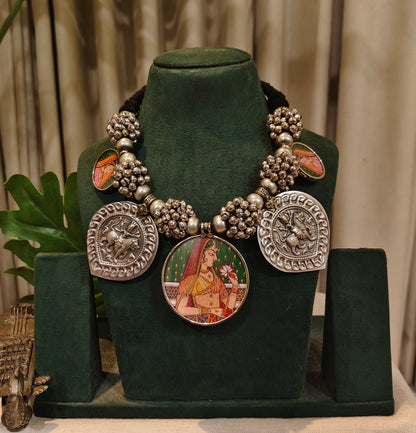 Beautiful Designer Painting Mix Paatri & Ghungroo Gutchha Ball Neckpiece