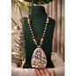 Beautiful Designer Thappa Work Pendant With Kundan Detailing Long Ball Chain Necklace