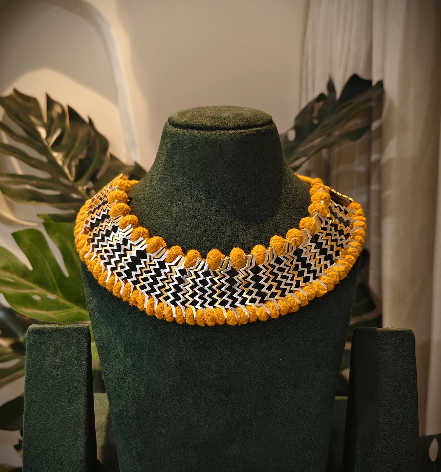 Beautiful Designer Zig Zag Design Neckpiece In Dual Tone