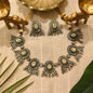 Beautiful Designer Stone Embedded Neckpiece With Kundan Detailing And Earrings