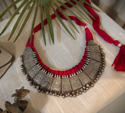 Beautiful Designer Neckpiece With Color Dori And Ghungroo Latkan