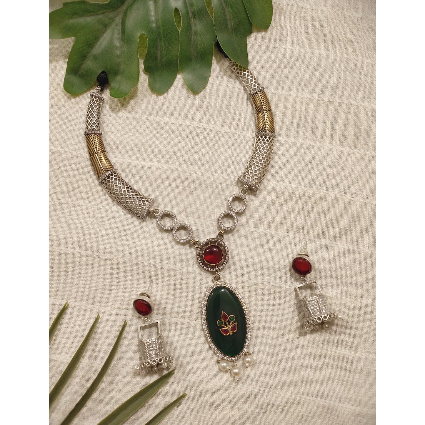 Beautiful Designer Hasli Style Necklace With Earrings