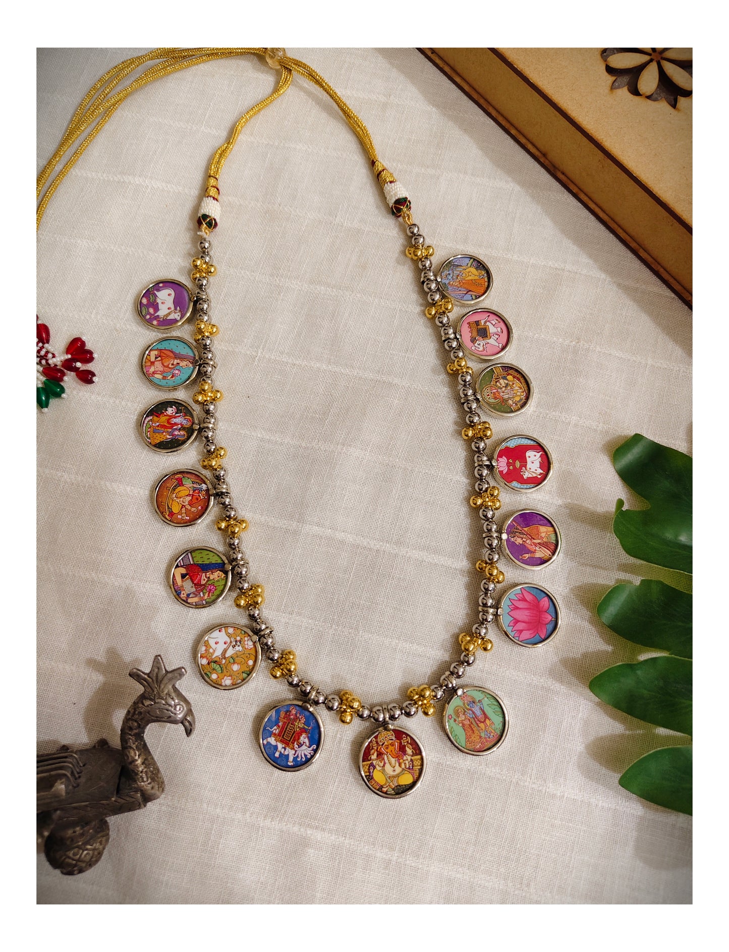 Beautiful Designer Painting Mix Dual Tone Necklace