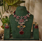 Beautiful Designer Stone Embedded Peacock Pendant Neckpiece With Earrings