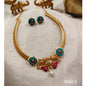 Beautiful Designer Golden Hasli With Earrings