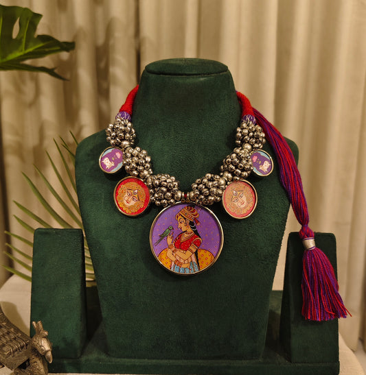 Beautiful Designer Painting With Ghungroo Ball & Handmade Dori Neckpiece