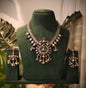 Beautiful Designer Kolhapuri Stone Embedded Necklace With Earrings