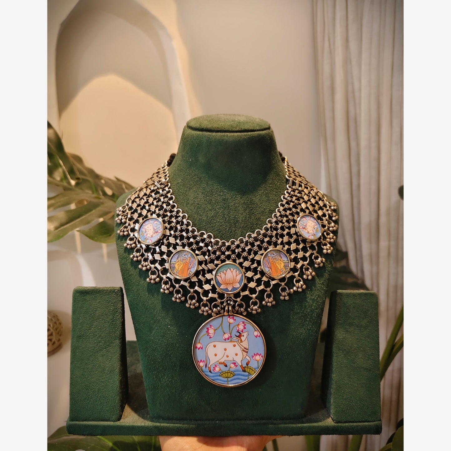 Beautiful Designer Painting Mix Jaal Patta Neckpiece