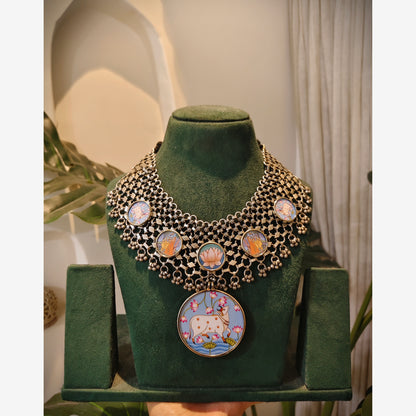 Beautiful Designer Painting Mix Jaal Patta Neckpiece