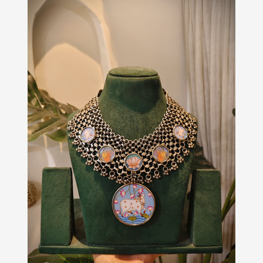Beautiful Designer Painting Mix Jaal Patta Neckpiece