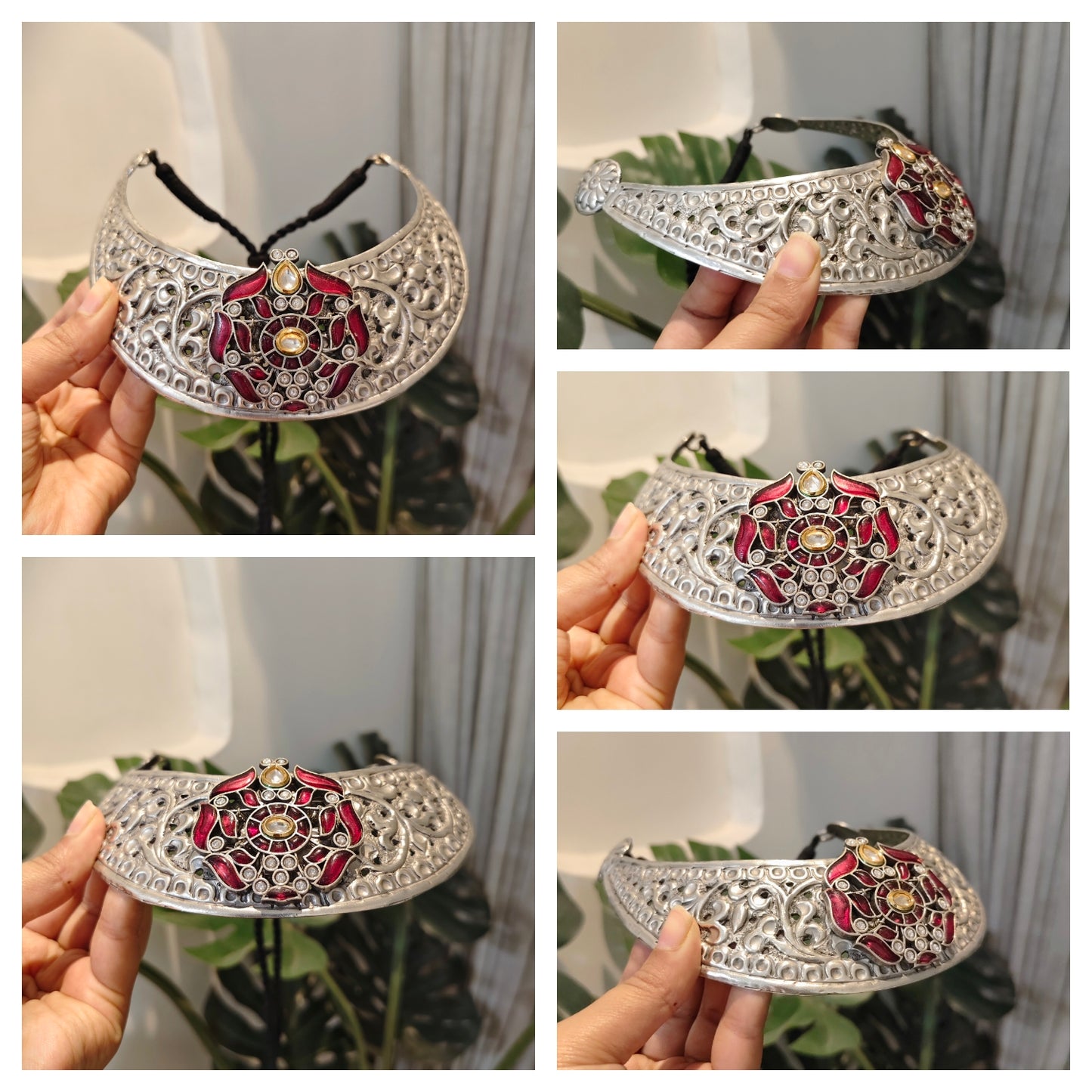 Beautiful Designer Kempstone Detailing Chitai Work Neckpiece