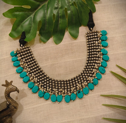 Beautiful Designer Turquoise Beads Latkan Neckpiece