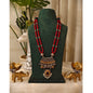 Beautiful Designer Dual Tone Pendant Long Beaded Necklace With Earrings