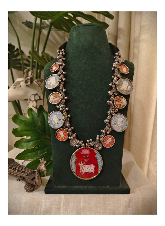 Beautiful Designer Painting Paatri Ghungroo Long Necklace
