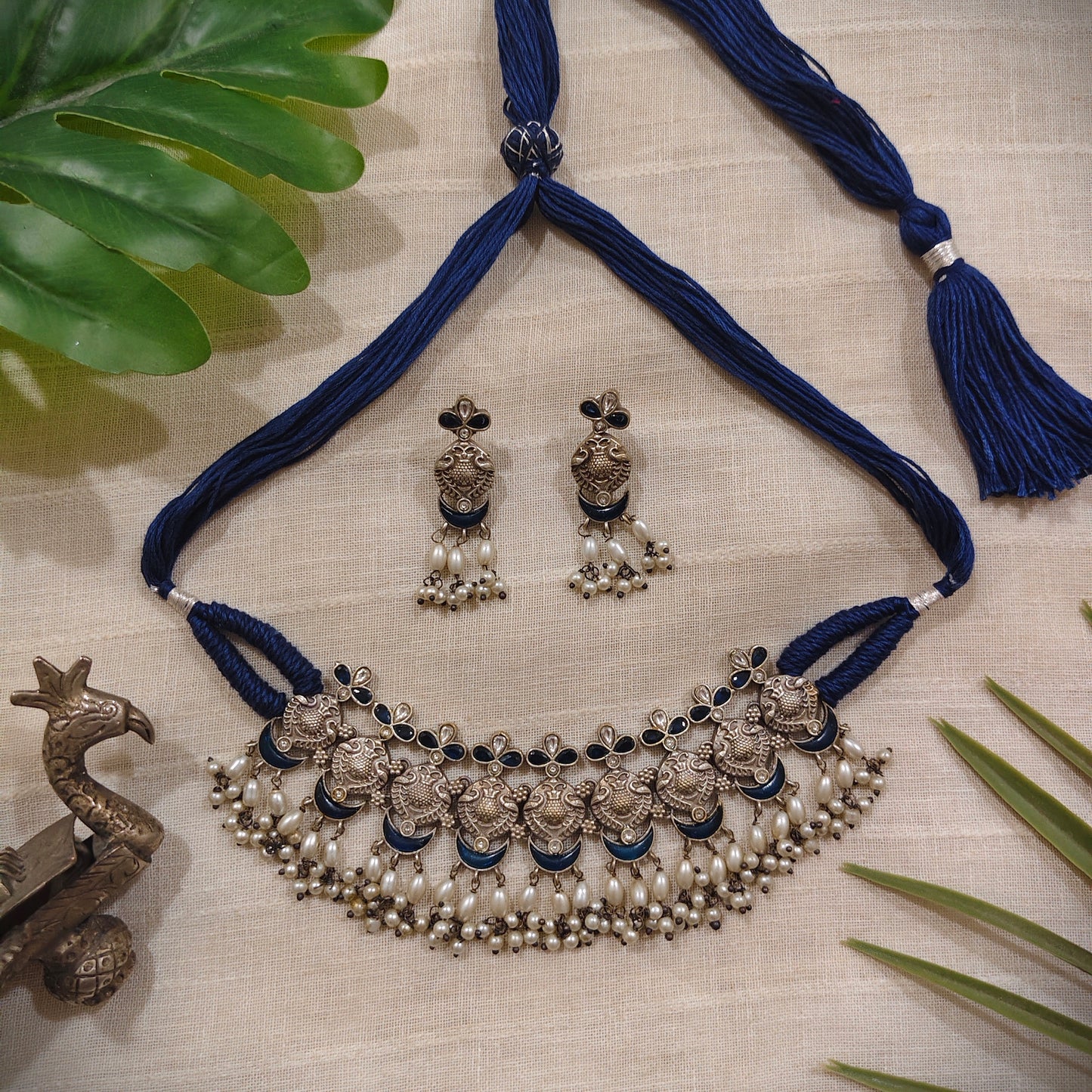 Beautiful Designer Kempstone Neckpiece With Earrings