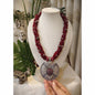 Beautiful Designer Stone Embedded Pendant With Twisted Beaded Mala Necklace