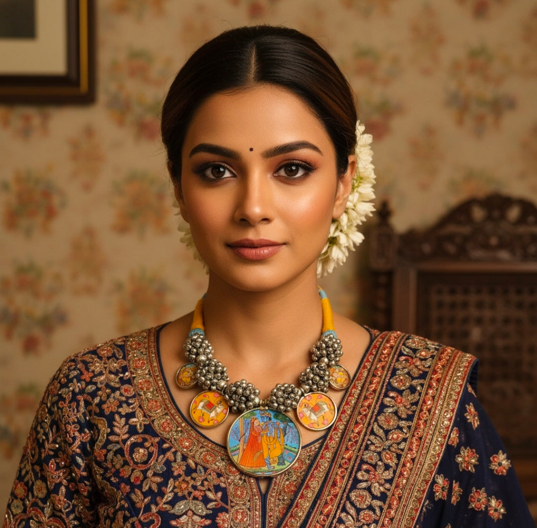 Beautiful Designer Painting Mix With Ghungroo Gutchha Neckpiece