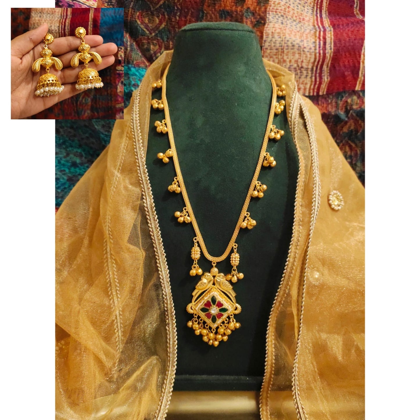 Beautiful Designer Apala Polish Necklace With Earrings