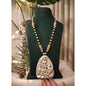 Beautiful Designer Thappa Work Pendant With Kundan Detailing Long Ball Chain Necklace