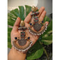 Beautiful Designer Dual Tone Stone Embedded Long Earrings