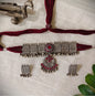 Beautiful Designer Stone Embedded Pendant Choker With Earrings