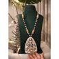 Beautiful Designer Thappa Work Pendant With Kundan Detailing Long Ball Chain Necklace