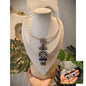 Beautiful Designer Stone Embedded Long Pendant Hasli With Earrings