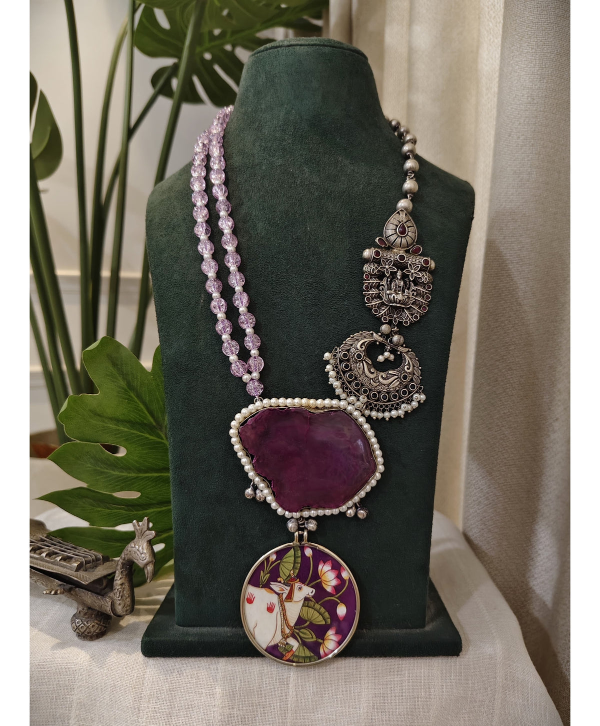 Beautiful Designer Painting & Natural Stone Stylish Necklace