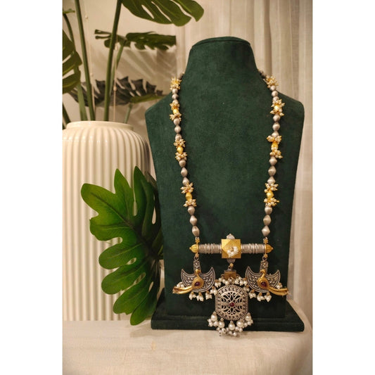 Beautiful Designer Dual Tone Long Necklace