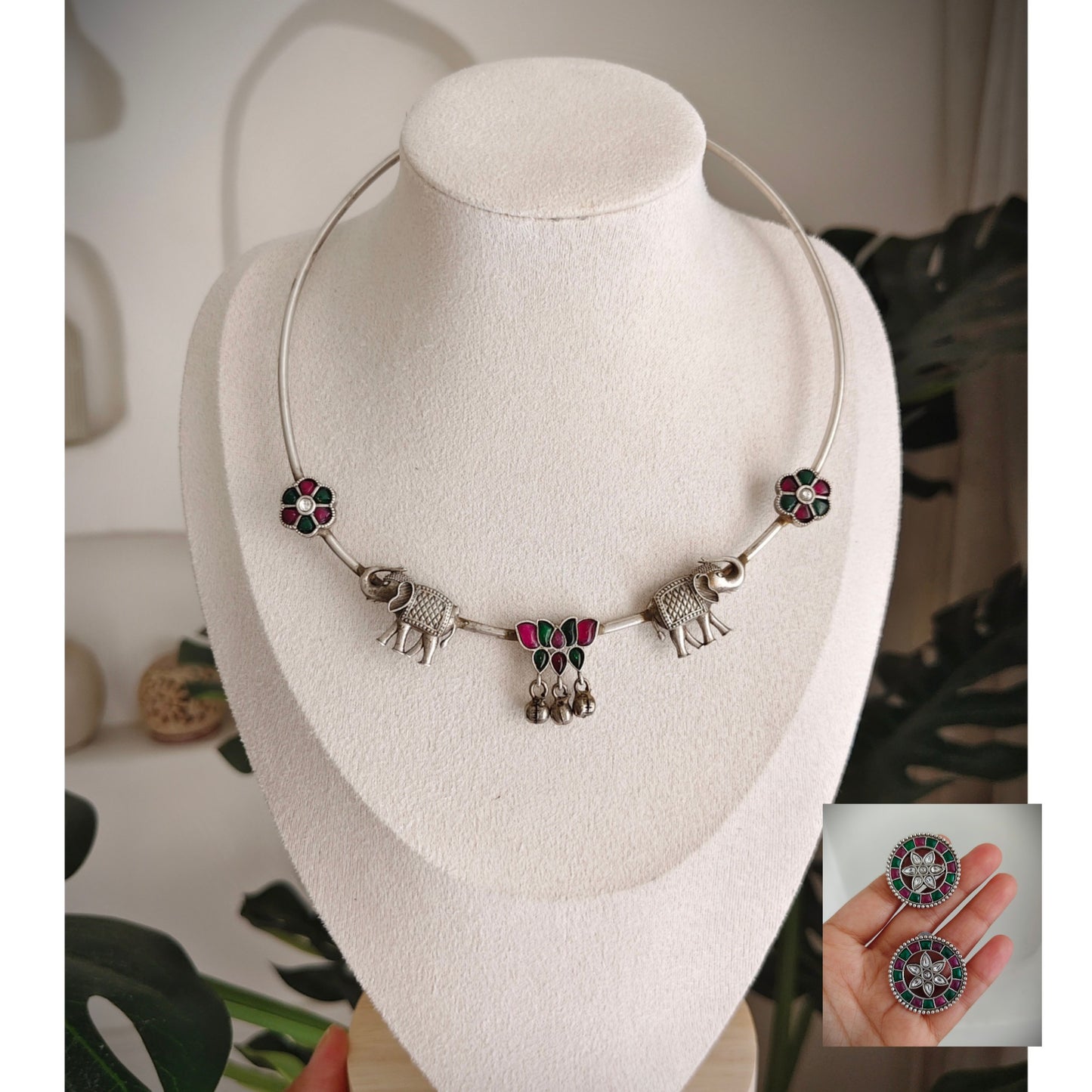 Beautiful Designer Kempstone Hasli With Earrings