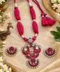 Beautiful Designer Kempstone Peacock Pendant Necklace With Earrings